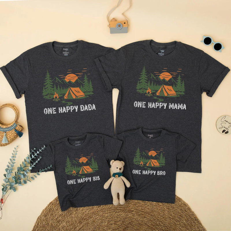 Custom One Happy Camper First Birthday Shirt for Baby or Toddler, Family Outdoor Adventure Outfit Matching Camping Birthday Gift