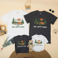 Custom One Happy Camper First Birthday Shirt for Baby or Toddler, Family Outdoor Adventure Outfit Matching Camping Birthday Gift