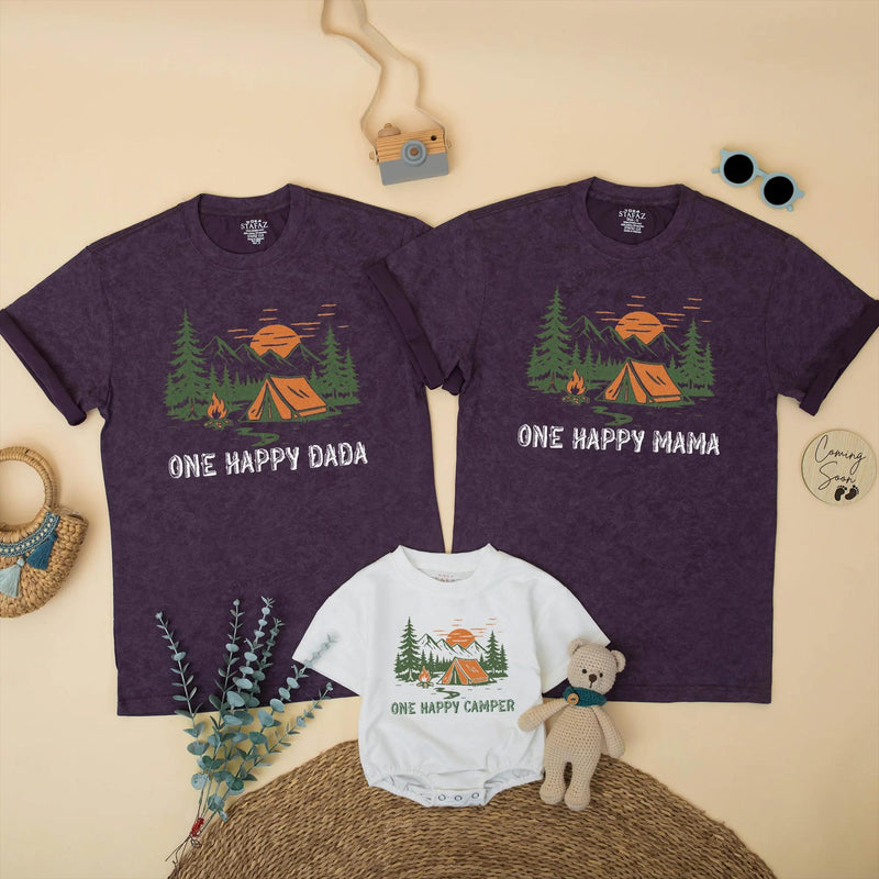 Custom One Happy Camper First Birthday Shirt for Baby or Toddler, Family Outdoor Adventure Outfit Matching Camping Birthday Gift