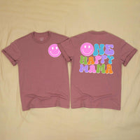 Custom One Happy Girl First Birthday Romper & Matching Family Shirts, Soft Cotton Baby Bodysuit & Adult T-Shirts for Celebrations