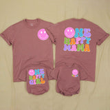 Custom One Happy Girl First Birthday Romper & Matching Family Shirts, Soft Cotton Baby Bodysuit & Adult T-Shirts for Celebrations