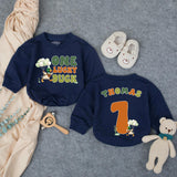 Custom One Lucky Duck Baby Romper with Mallard Artwork, Soft Cotton 1st Birthday Outfit, Personalized Cake Smash Bodysuit for Toddlers