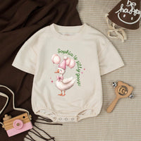 Custom One Silly Goose Birthday Banner & Romper Set for Baby Girls, Pink Gingham Design, Perfect for 1st Birthday Party or Milestone Photos