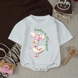 Custom One Silly Goose Birthday Banner & Romper Set for Baby Girls, Pink Gingham Design, Perfect for 1st Birthday Party or Milestone Photos