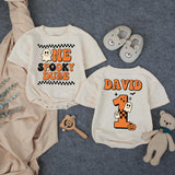 Custom One Spooky Dude Baby Romper for 1st Halloween, Soft Cotton Matching Family Outfit, Personalized 1st Birthday Boy Pumpkin Design