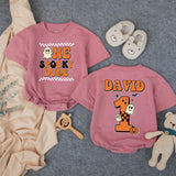 Custom One Spooky Dude Baby Romper for 1st Halloween, Soft Cotton Matching Family Outfit, Personalized 1st Birthday Boy Pumpkin Design