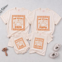 Custom One Spooky Halloween Matching Family Shirts for Baby, Toddler, Mom, Dad with Cute Ghost Artwork, Soft Cotton Perfect for Fall