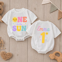 Custom 'One in the Sun' Matching Family Shirts for Baby, Mom, Dad - Summer 1st Birthday Outfit in Soft Cotton with Sunny Design