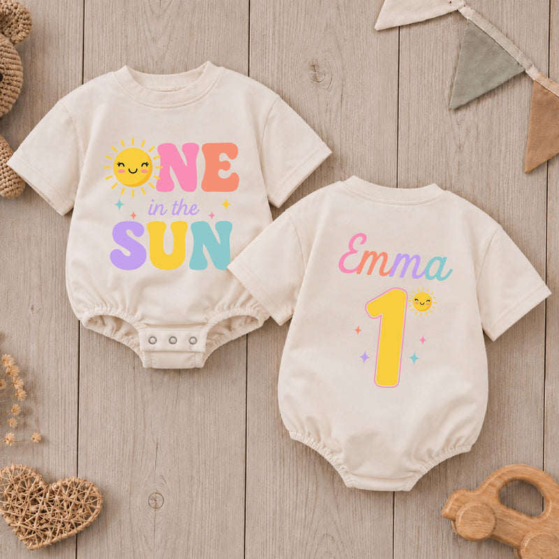 Custom 'One in the Sun' Matching Family Shirts for Baby, Mom, Dad - Summer 1st Birthday Outfit in Soft Cotton with Sunny Design