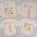 Custom One in the Sun Matching Family T-Shirts & Baby Romper, Soft Cotton Birthday Outfit for Kids, Mom, Dad, Summer Party Wear