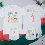 Custom One in the Sun Matching Family T-Shirts & Baby Romper, Soft Cotton Birthday Outfit for Kids, Mom, Dad, Summer Party Wear
