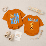 Custom One Sweet Boy Cookie Print Baby Romper, Long Sleeve Bodysuit for 1st Birthday, Newborn Outfit, Soft Cotton Gift for Baby Boy