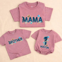 Custom Outer Space First Birthday Romper and Family T-Shirt Set with Planets Astronaut Rocket for Baby Boy Party Celebration Outfit