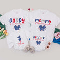 Custom Patriotic Bow First Birthday Romper and Matching Family Shirts for Baby Girl, Toddler, Mom, Dad, Soft Cotton 4th of July Outfit