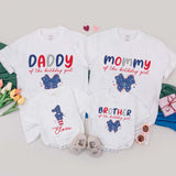 Custom Patriotic Bow First Birthday Romper and Matching Family Shirts for Baby Girl, Toddler, Mom, Dad, Soft Cotton 4th of July Outfit