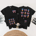 Custom Patriotic Ice Cream Bow Romper Matching Family Outfits for July 4th Celebrations, Soft Cotton Mom Dad Baby Toddler Shirts