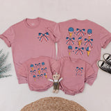 Custom Patriotic Ice Cream Bow Romper Matching Family Outfits for July 4th Celebrations, Soft Cotton Mom Dad Baby Toddler Shirts