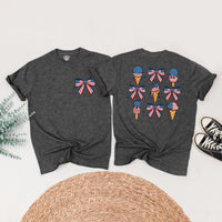 Custom Patriotic Ice Cream Bow Romper Matching Family Outfits for July 4th Celebrations, Soft Cotton Mom Dad Baby Toddler Shirts