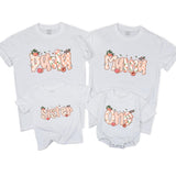 Custom Peach-Themed Matching Family Shirts for Baby's First Birthday, Soft Cotton Outfits for Mom, Dad, Siblings, and Toddlers