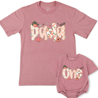 Custom Peach-Themed Matching Family Shirts for Baby's First Birthday, Soft Cotton Outfits for Mom, Dad, Siblings, and Toddlers
