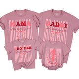 Custom Pink Bow 1st Birthday Matching Family Shirts, Soft Cotton Outfits for Mom, Dad, Siblings & Baby, Personalized for Special Day