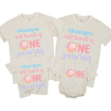 Custom Pink Space Theme Matching Family Shirts with 'Houston We Have a One Year Old' Artwork for Baby's 1st Birthday Celebration Outfit