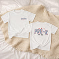 Custom Pre-K Kids Shirt with Name, Retro Varsity Design, Soft Cotton Long Sleeve Romper for Toddlers, First Day of School Outfit Gift