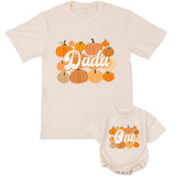 Custom Pumpkin 1st Birthday Matching Family Shirts, Retro Fall Dada Mama Mini Outfit, Soft Cotton Baby Toddler Kids NB–2XL Tee