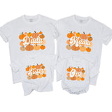 Custom Pumpkin 1st Birthday Matching Family Shirts, Retro Fall Dada Mama Mini Outfit, Soft Cotton Baby Toddler Kids NB–2XL Tee
