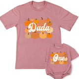 Custom Pumpkin 1st Birthday Matching Family Shirts, Retro Fall Dada Mama Mini Outfit, Soft Cotton Baby Toddler Kids NB–2XL Tee