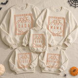 Custom Pumpkin Bow Family Sweatshirts with Names, Matching Halloween Crewnecks for Baby, Kids, Mom, Dad, Soft Cotton Fall Outfit NB-2XL