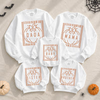 Custom Pumpkin Bow Family Sweatshirts with Names, Matching Halloween Crewnecks for Baby, Kids, Mom, Dad, Soft Cotton Fall Outfit NB-2XL