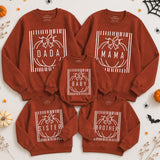 Custom Pumpkin Bow Family Sweatshirts with Names, Matching Halloween Crewnecks for Baby, Kids, Mom, Dad, Soft Cotton Fall Outfit NB-2XL