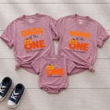 Custom Pumpkin Family Matching Shirts for Baby's First Birthday, Soft Cotton Romper & Tees with 'One Little Pumpkin' Design