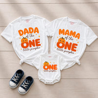 Custom Pumpkin Family Matching Shirts for Baby's First Birthday, Soft Cotton Romper & Tees with 'One Little Pumpkin' Design