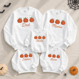 Custom Pumpkin Family Matching Sweatshirt & Baby Romper for Fall, Soft Cotton Long Sleeve for Mom, Dad, Kids & Baby, Personalized Name