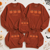 Custom Pumpkin Family Matching Sweatshirt & Baby Romper for Fall, Soft Cotton Long Sleeve for Mom, Dad, Kids & Baby, Personalized Name