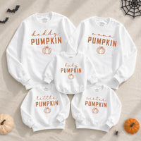 Custom Pumpkin Family Sweatshirts and Rompers, Baby, Toddler, Kids, Mom, Dad Matching Fall Outfits, Soft Cotton Halloween Apparel, NB-2XL