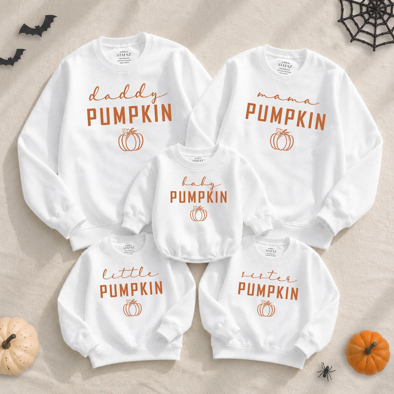 Custom Pumpkin Family Sweatshirts and Rompers, Baby, Toddler, Kids, Mom, Dad Matching Fall Outfits, Soft Cotton Halloween Apparel, NB-2XL