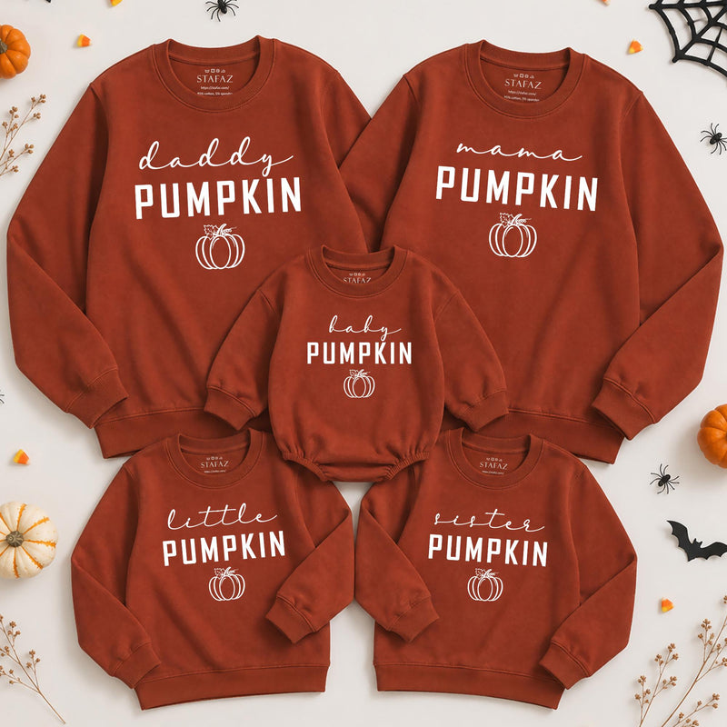 Custom Pumpkin Family Sweatshirts and Rompers, Baby, Toddler, Kids, Mom, Dad Matching Fall Outfits, Soft Cotton Halloween Apparel, NB-2XL