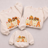 Custom Pumpkin Tractor Matching Family Sweatshirts for Fall, Personalized Thanksgiving Outfits for Baby, Kids, Mom, Dad, Soft Cotton Crewneck