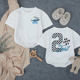 Custom Race Car Toddler Birthday Shirt with Checkered Flag Artwork, Matching Family Outfit for 2nd Birthday Boy, Soft Cotton Tee