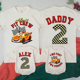 Custom Racing 2nd Birthday Matching Family Shirts with Two Fast Two Furious Design, Toddler and Parent Tees, Soft Cotton Outfits for Parties