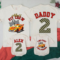 Custom Racing 2nd Birthday Matching Family Shirts with Two Fast Two Furious Design, Toddler and Parent Tees, Soft Cotton Outfits for Parties