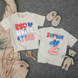 Custom Red White and Two Birthday Girl Shirt with Name, Toddler Patriotic 4th of July Outfit, Matching Family Tee, Soft Cotton Design