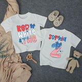 Custom Red White and Two Birthday Girl Shirt with Name, Toddler Patriotic 4th of July Outfit, Matching Family Tee, Soft Cotton Design