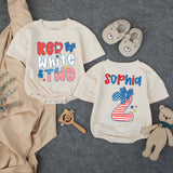 Custom Red White and Two Birthday Girl Shirt with Name, Toddler Patriotic 4th of July Outfit, Matching Family Tee, Soft Cotton Design