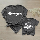 Custom Retro Blue Grandma Shirt & Baby Bodysuit Set, Groovy Matching Outfit for Grandma and Baby, Soft Cotton Tee Perfect for Gifting