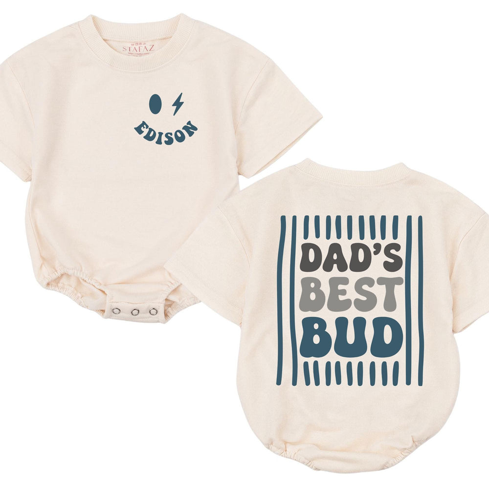 Custom Retro Dad's Best Bud Baby Romper Edison Smiley Face Outfit Perfect Newborn Gift for First Father's Day or Baby Shower Keepsake