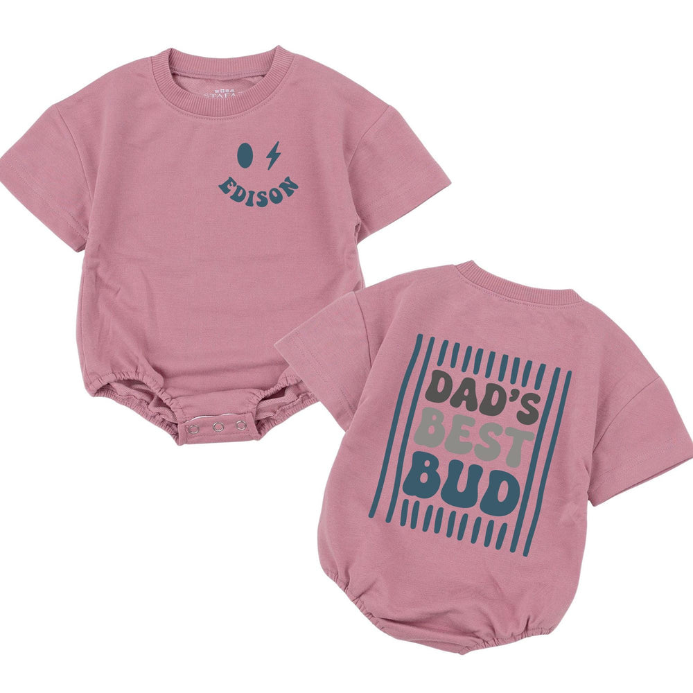 Custom Retro Dad's Best Bud Baby Romper Edison Smiley Face Outfit Perfect Newborn Gift for First Father's Day or Baby Shower Keepsake